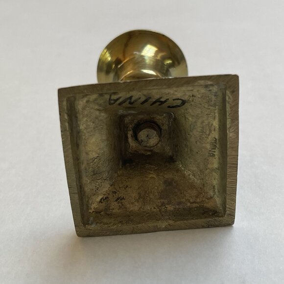 Brass Candle Holder Vintage Taper Stick Square Base Mid Century Home Decor - Picture 7 of 9